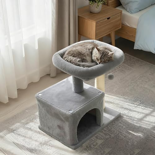 Tangkula árbol para gatos pequeño con rascador y perchero miniatura 2
