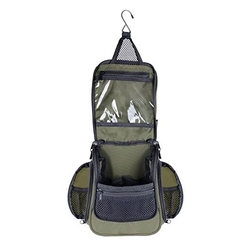 NeatPack Compact Hanging Toiletry Bag and Organizer, Water Resistant with Mesh Pockets (Forest)