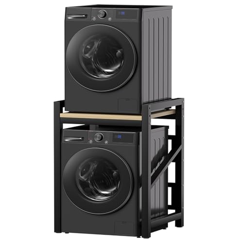WPPTNSFY Washer Dryer Stacking Kit with Adjustable Feet, Metal Drum Washing Machine Storage Rack, Over Washing Machine Storage Unit Height Adjustable, 400KG Load Capacity, 73X63X105CM