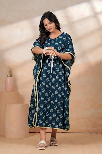 Image of BLOCKS OF INDIA Hand Block Kaftan in Cotton Fabric