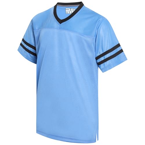 Gabiphy Retro Rugby Football Jersey for Men Women Classic Workout Shirts Casual T-Shirt Quick Dry Mesh Tops New Year Gift Outfit Light Blue Jersey-Black Stripe Men Size Large