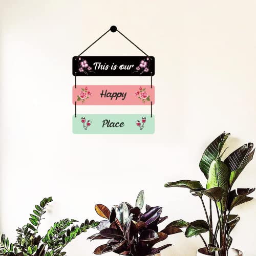 Image of Expleasia Exuberant & Luxury Decor Exuberant & Luxury Decor Decorative Wall Hanging Wooden Decoration Item for Home Office Living Room Bedroom Decoration Items Home Decor Gift Items (Happy Place Wine Glass)