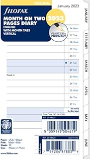 Filofax Personal Month on Two Pages English Block Format Tabbed 2023 Diary, White