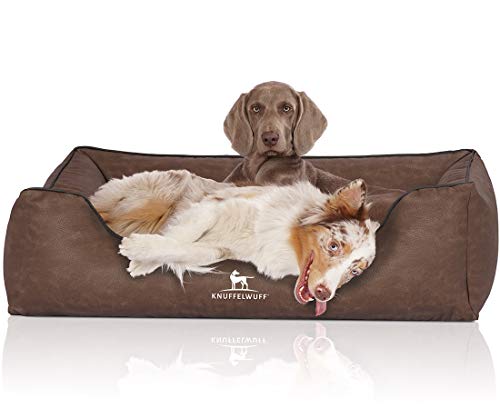 Knuffelwuff Artificial Leather Dog Bed Scottsdale XXL Large 120 x 85cm Brown
