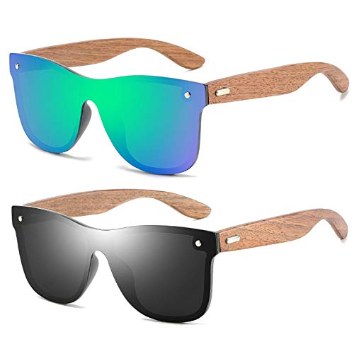Image of willochra Polarized Wood Mirror Lens Sun Glasses for Women men drive Colorful Shades Handmade Bamboo wood sunglasses