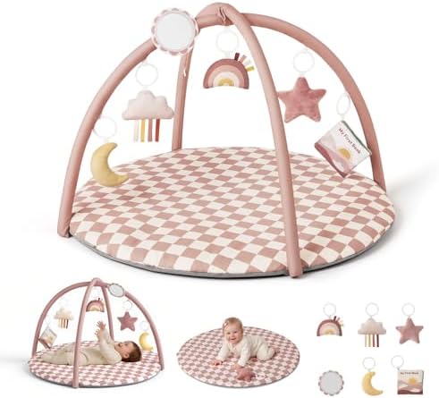 Blissful Diary Spielbogen Baby, Spieldecke Baby Gym Activity Decke mit 6 Abnehmbare Spielzeuge, krabbeldecke Einfach zu Installieren und zu Reinigen, Unverzichtbare Babygeschenke,