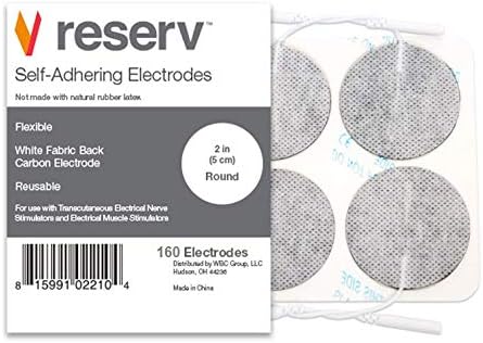 2" Round Premium Re-Usable Self Adhesive Electrode Pads for TENS/EMS Unit, Fabric Backed Pads with Premium Gel (White Cloth and Latex Free) (160 Electrodes)