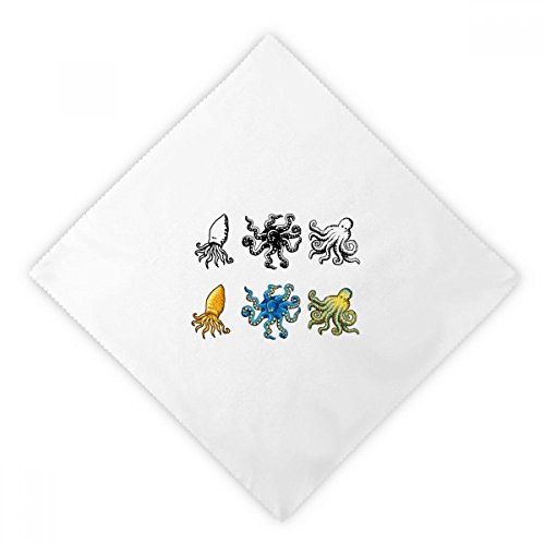 Servilletas de tela para almuerzo con ilustración marina de pulpo DIYthinker, juego de 2 2