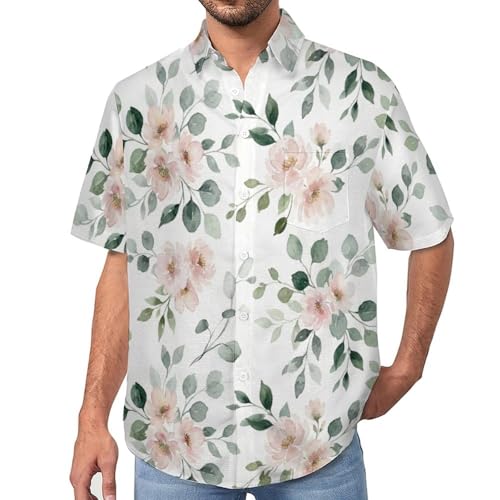 Chemise homme manches courtes à motif fleurs aquarelle pour l'été