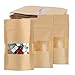 TsunNee 100PCS Kraftpapier aufrecht stehende Lebensmittelbeutel, Kraftpapier-Lebensmittelaufbewahrungstüten, wiederverwendbare Druckverschlussbeutel mit transparentem Fenster, 10 x 15cm