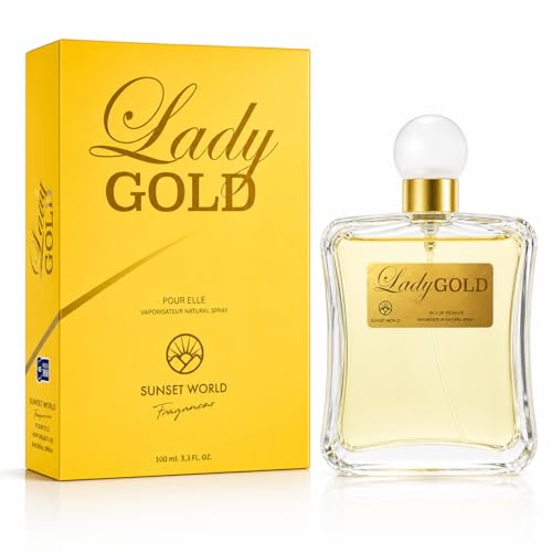 Lady Gold Profumo Donna Eau de Toilette 100ml – Fragranza Dolce Floreale con Miele e Patchouli – Note Fruttate di Arancio e Lampone – Elegante e Persistente