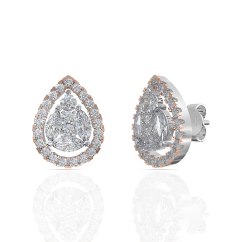 Image of 925 Sterling Silver Floral Cluster Stud Earrings for Women | Cubic Zirconia Flower Stud Earrings | Hypoallergenic Rhodium Plated Anti-Tarnish Lightweight Silver Jewellery | Daily Wear | Gift for Wife, Girlfriend, Mother, Sister | Birthday, Anniversary, Rakhi