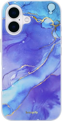 Coque iPhone 16 Plus MagSafe antichoc fine motif marbré bleu