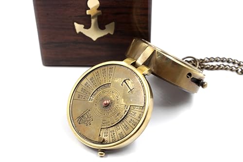 Pocket Calendar Compass – Engraved Brass Nautical Compass for Camping, Travel, Boating, and Home Decor – Gifts for Kids, Teens & Family