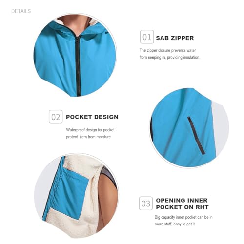 Parka de natación unisex Thermal Surf Poncho, manto cambiador oversize, forro polar impermeable, chaqueta térmica para nadar con capucha y toalla miniatura 3