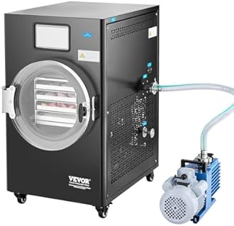VEVOR Vacuum Freeze Dryer Machine, 8.8-13.2 LBS/Batch Food Freeze Drying Machine with 4-Layer Trays, Vacuum Pump, Adjustable Timer and Temperature Control, for Fruits Vegetables Meat, Black