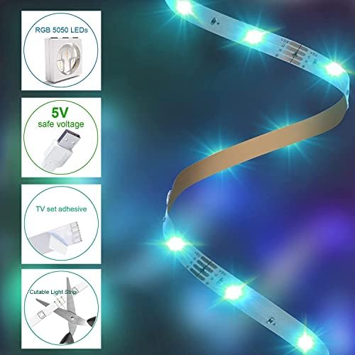 SANSUN Led Strip Lights for TV, USB LED TV Backlight Kit with Remote, 16 Color 5050 LEDs Bias Lighting for HDTV (2m for 32"-60" TV)