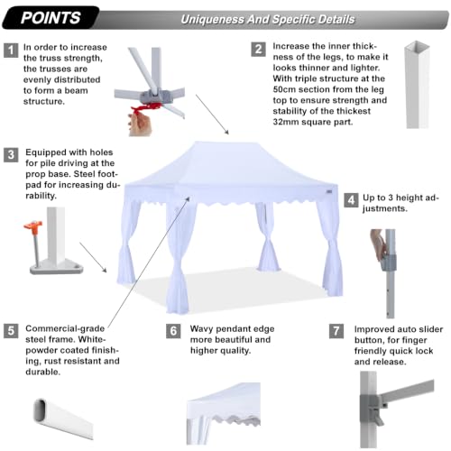 Image of ABCCANOPY Patio Pop Up Canopy Tent with Curtain 10x15 Event-Series (White)