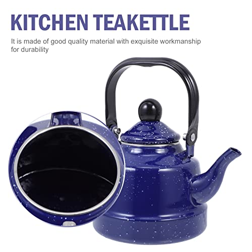 Operitacx Enamel Tea Kettle Floral Ceramic Enamel Teapot Tea Kettle Porcelain Enameled Teakettle Retro Hot Water Tea Kettle Pot Whistling Teakettle Pour Over Coffee Kettle Blue #TOP1