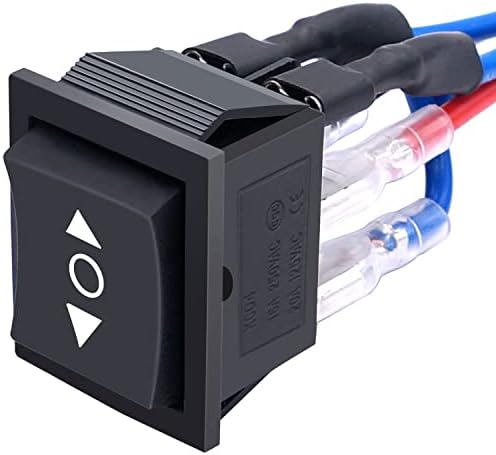 weideer 12V Polarity Reverse Switch Momentary 6 Pin (ON)-Off-(ON) RV Jack Switch Motor Control Rocker Toggle Switch with Jumper Wires