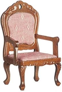 Melody Jane Dollhouse Walnut Pink Fauteil Armchair Victorian Living Room Furniture