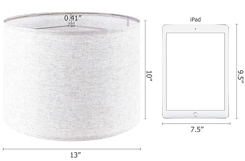 Set of 2 Oatmeal Linen Drum Lamp Shades Mediue Lamp Shade 13\" Top x 13\" Bottom x 10\" High (Spider) Farmhouse Lampshade for Table and Bedside Lamp - Lampshades Replacement