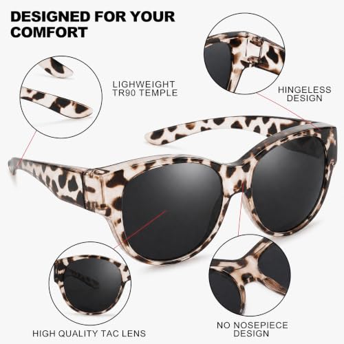 Image of Trysee Polarized Fit Over Sunglasses for Women, Trendy Oversized Wear Over Glasses Shades UV400 Protection TS5779