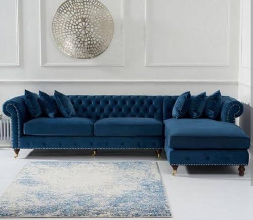 Image of Legit Tufted Quilted Five (3+2) Seater Elegant Wooden Base Sofa in Wide Extravagant Fabric, Gives Luxurious Look for Home /Living Room /Office /Guest Room /Hotels