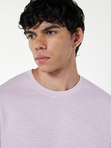 Image of Bewakoof Air 1.0 Men's Solid Oversized Fit Half Sleeve Round Neck Cotton Slub T-Shirt