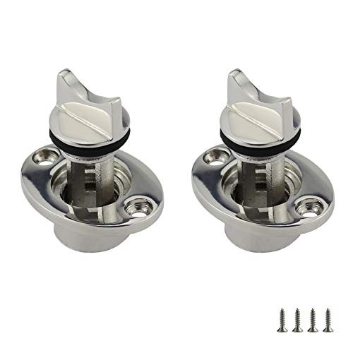 NRC&XRC Pair of Stainless Steel 316 Marine Grade Boat FIT 1in (25.44mm) Hole Garboard Drain Plug 3 4IN(18.8MM) O.D.Thread W Screws&O Ring
