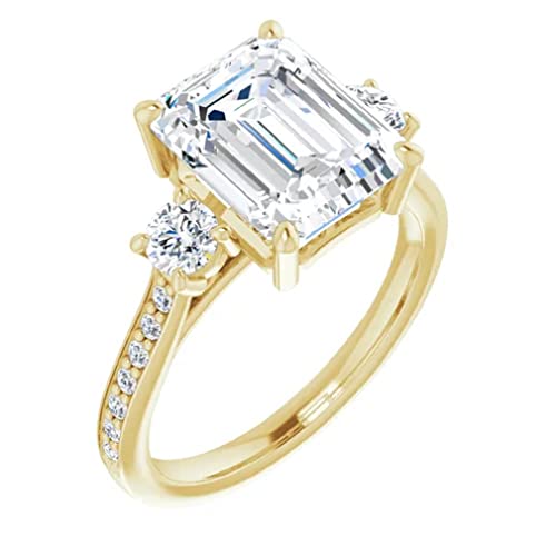3 CT Emerald Cut Diamond 14k Yellow Gold Engagement Ring, Women Wedding Engagement Ring with Yellow Finish (6)4