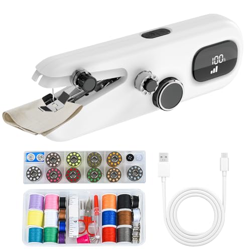 Máquina de coser portátil, con pantalla digital, mini máquina de coser recargable, 3 velocidades ajustables, incluye accesorios, ideal para ropa, muebles, artículos para el hogar y manualidades Máquina de coser portátil, con pantalla digital, mini máquina de coser recargable, 3 velocidades ajustables, incluye accesorios, ideal para ropa, muebles, artículos para el hogar y manualidades