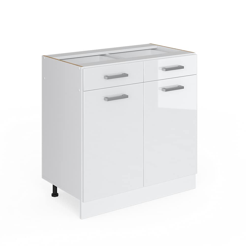 Vicco Mueble bajo de Cocina R-Line, Blanco Alto Brillo, 80 cm Sin encimera, para combinación Libre Dentro de Sistemas de Cocina modulares
