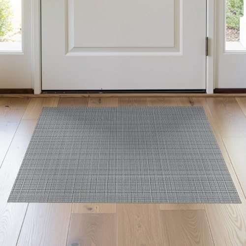 Flatwoven High Traffic Area Rug 2x3, Versatile Indoor Floor Mat for Boots & Paint Woven Basketweave Carpet, Non Slip, Stain Resistant, Washable Area Rugs for Living Room, Bedroom (Gray, 2x3)
