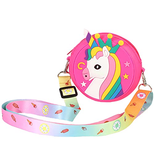 Pequeña princesa bandolera de silicona Mini unicornio aguacate fresa piña bandolera con correa ajustable, Color#b Cover