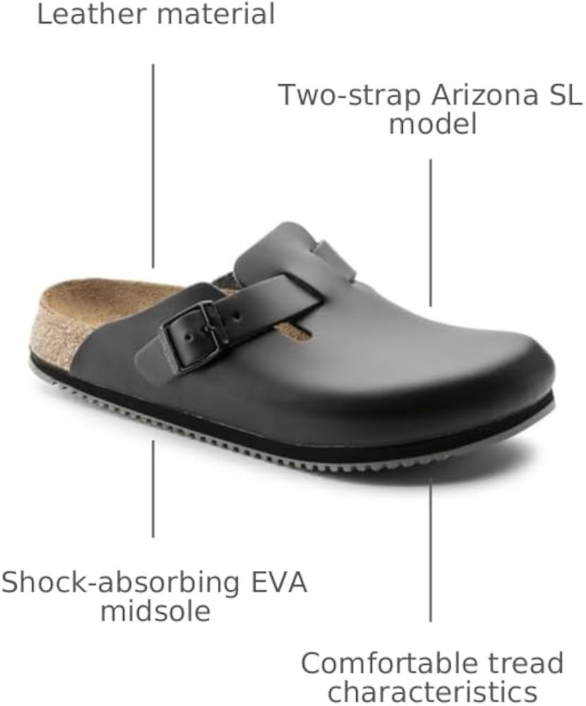 Amazon.com | Birkenstock Boston Super Grip Natural Leather Black