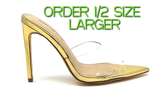 Liliana Women Clear Pointed Toe Sandals Stiletto Heels Slip on Mules Sandals2