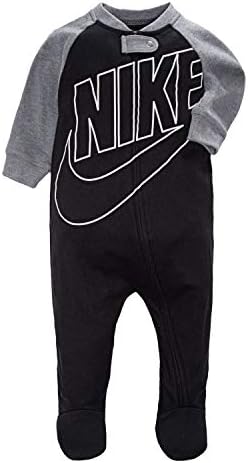 Nike Baby Sportswear Graphic Footed Coverall, Black(56D679-023)/White/Grey, 9M