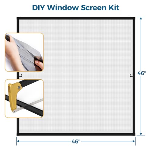 Augblinds 2 Sets Window Screen Frame Kit, 5/16 in x 3/5 in x 46 Inch, Makes Two Complete Screen 46" x 46" or Smaller, Includes Premium Screen Mesh, 8 Heavy Duty Corners & Durable Spline, Black by augblinds - Image 3