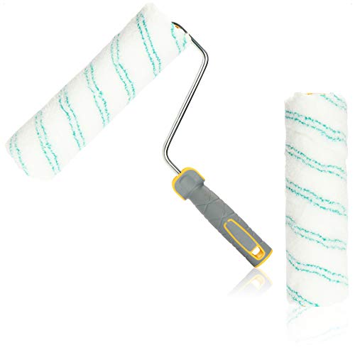 com-four® Juego de Rodillos de Pintura - Compuesto por 1 Soporte y 2 Rodillos de Pintura - Rodillo de Pintura de Pelo Medio de 25 cm, Soporte de 30 cm, Rodillo de Repuesto