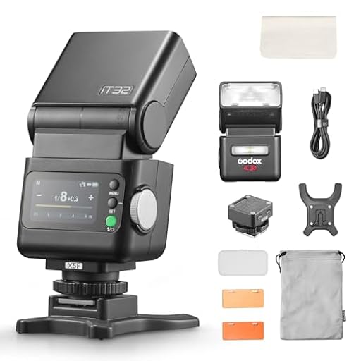 Godox iT32 con X5-F Kit de Flash para Cámara Fujifilm, Diseño Desmontable de Zapata Caliente Magnética/Disparador con TTL y HSS, Sincronización Multi-Flash 2.4G, Batería Integrada, Pantalla Táctil | Ya disponible en tu tienda friki favorita! En mundofriki.es!