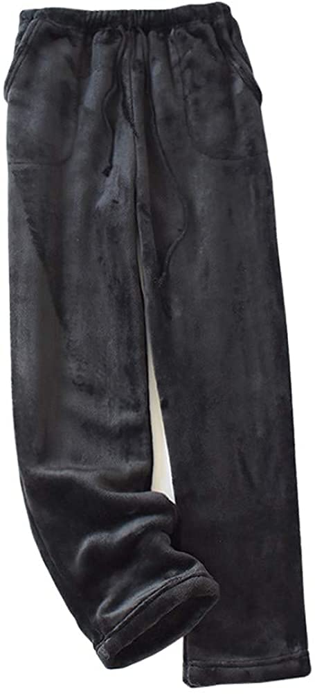 Womens Fluffy Pajama Pants Plush Warm Fleece Lounge Pants Sleepwear Winter Bottoms with Pockets (Black,M)