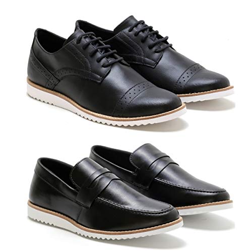 Combo 2 Sapato Casual Oxford Sport Fino Masculino Mega Macio Cor:Preto;Tamanho:44