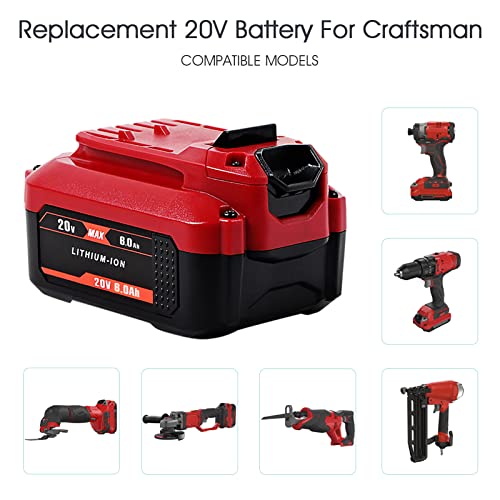 TenHutt 【Upgrade】 2Pack 20V 6.0Ah Replacement Battery for Craftsman 20V Battery V20 Lithium ion for CMCB205 CMCB204 CMCB206 CMCB202 CMCB201 20V Cordless Power Tools Craftsman 20V Battery by TenHutt - Image 9