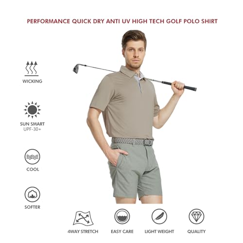 Image of Mens Polo Shirts Short and Long Sleeve Casual Solid Stylish Dry Fit Performance Designed Collared Golf Polo Shirts for Men