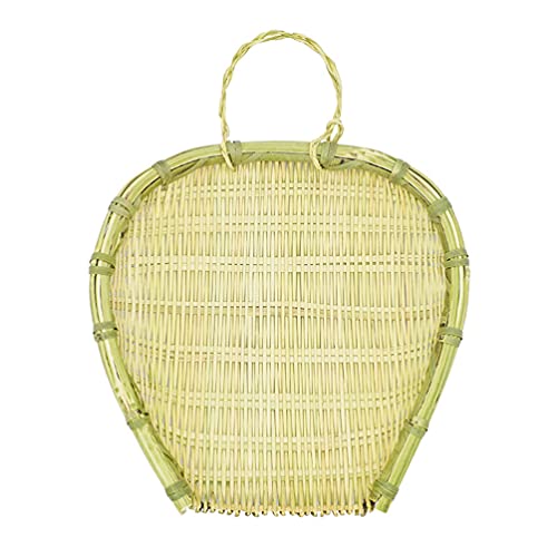 Cabilock Bamboo Drain Basket Bamboo Woven Basket Wicker Weaving Basket Strainer Food Storage Display Organizer Container Sieve Colander Tray for Farmhouse Kitchen Vegetable Fruit Bread