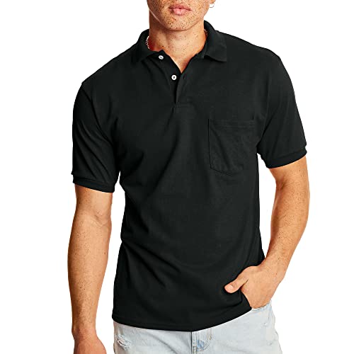 Hanes Men's EcoSmart Pocket Polo Shirt, Short Sleeve Polo, 2-Pack2