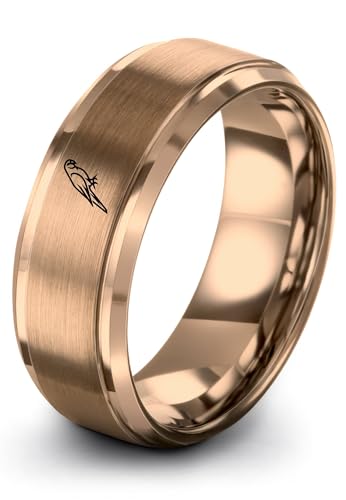 Zealot Jewelry Gift for Bird Fan Parrot Ring Rose Gold Tungsten Band Engagements for Women Christmas for Stepdad Happy 95th Birthday Custom Couple Valentine Bands Ruby Birthday for Her Size 4