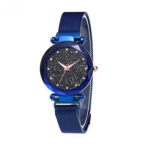 Warmiehomy Montre Bracelet pour Femme avec Cadran Ciel étoilé et Bracelet aimanté Ø 34 mm Montre analogique étanche Mouvement à Quartz Japonais pour Femme