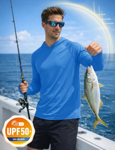 Image of KEFITEVD Men's Sun Hoodie Long Sleeve Fishing UPF 50+ SPF Quick Dry Shirts